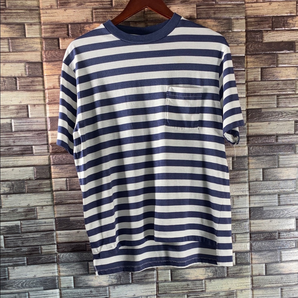 Vintage Striped Super Soft Navy and White Men's Shirt Garan Made in America